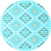 Round Southwestern Light Blue Country Rug, con2063lblu