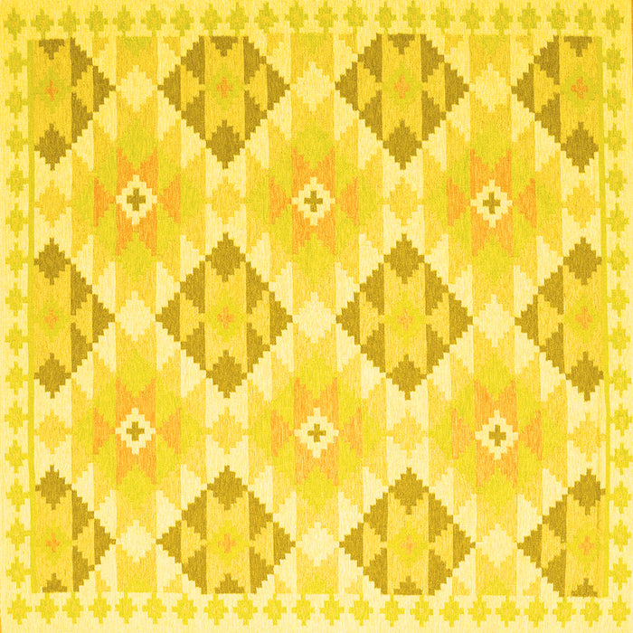 Square Southwestern Yellow Country Rug, con2063yw