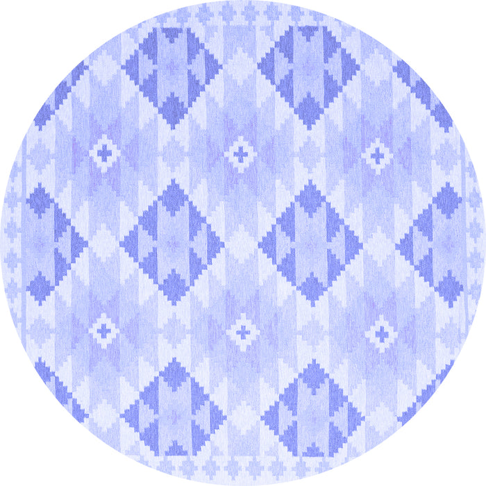 Round Southwestern Blue Country Rug, con2063blu