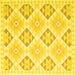 Square Machine Washable Southwestern Yellow Country Rug, wshcon2063yw