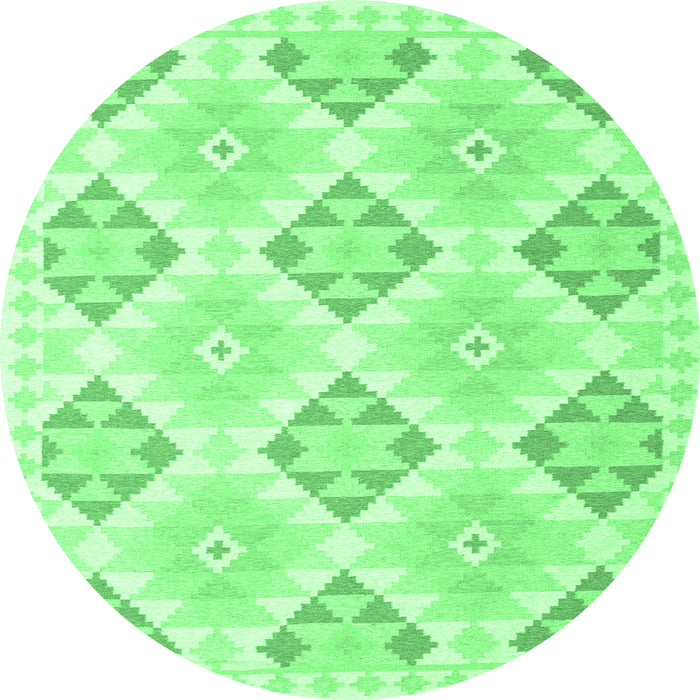 Round Southwestern Emerald Green Country Rug, con2063emgrn