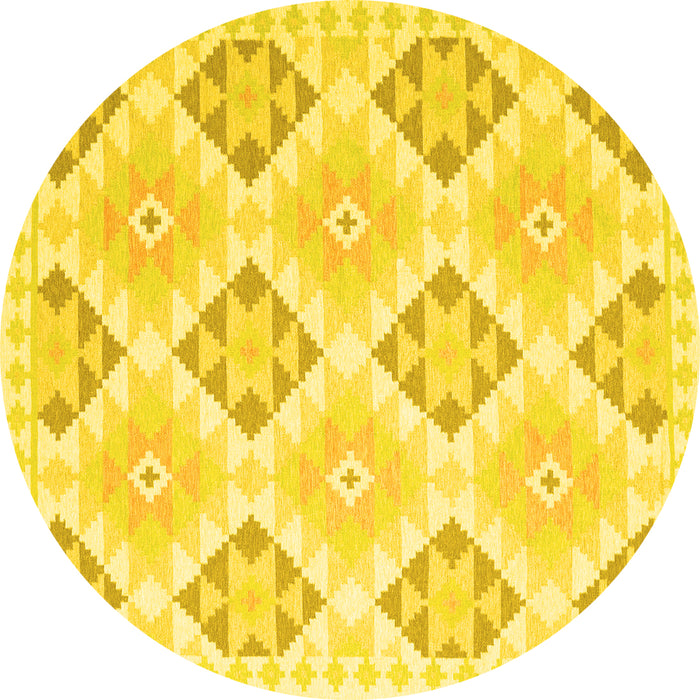 Round Southwestern Yellow Country Rug, con2063yw