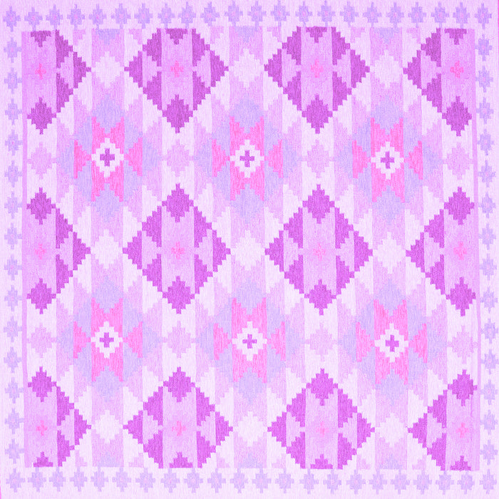 Square Machine Washable Southwestern Purple Country Area Rugs, wshcon2063pur