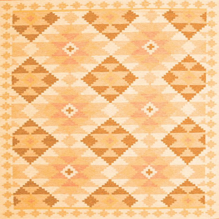 Round Machine Washable Southwestern Orange Country Area Rugs, wshcon2063org
