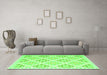 Machine Washable Southwestern Green Country Area Rugs in a Living Room,, wshcon2063grn