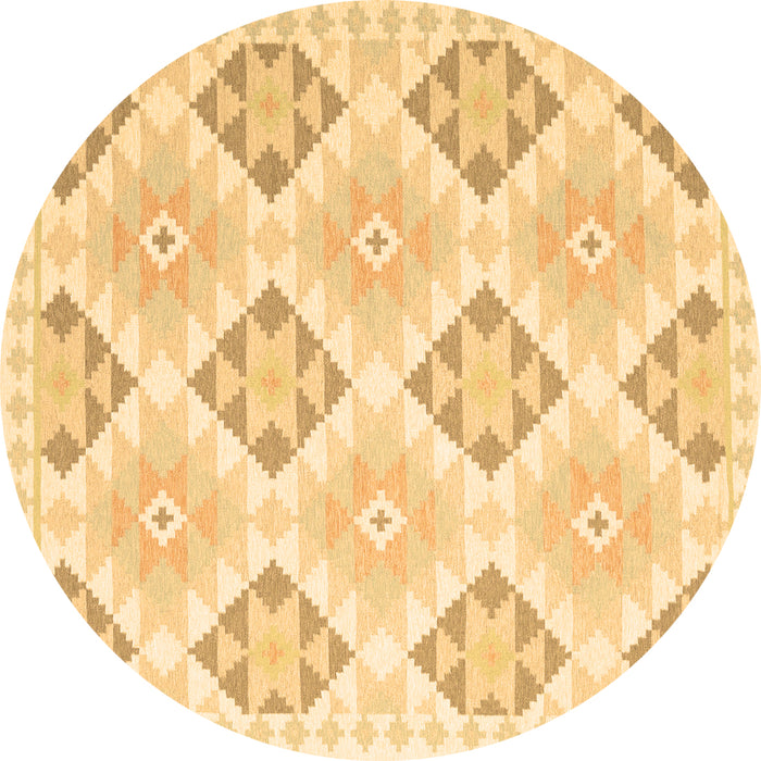 Round Southwestern Brown Country Rug, con2063brn
