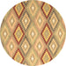 Round Southwestern Brown Country Rug, con2064brn