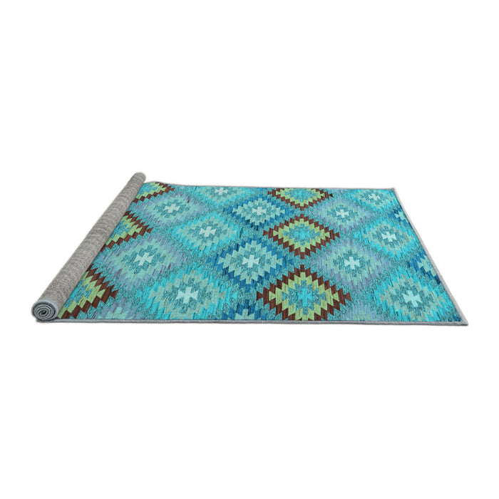 Sideview of Machine Washable Southwestern Light Blue Country Rug, wshcon2064lblu