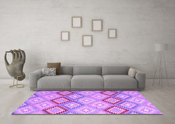Machine Washable Southwestern Purple Country Area Rugs in a Living Room, wshcon2064pur