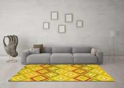 Machine Washable Southwestern Yellow Country Rug in a Living Room, wshcon2064yw