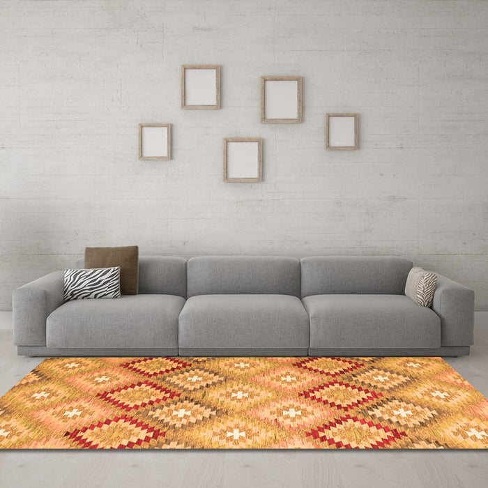 Machine Washable Southwestern Orange Country Area Rugs in a Living Room, wshcon2064org