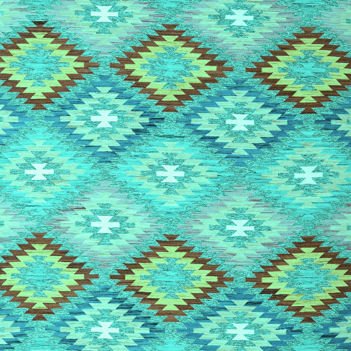 Machine Washable Southwestern Turquoise Country Area Rugs, wshcon2064turq