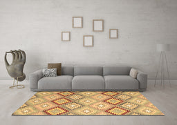 Machine Washable Southwestern Brown Country Rug in a Living Room,, wshcon2064brn