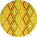 Round Southwestern Yellow Country Rug, con2064yw