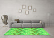 Machine Washable Southwestern Green Country Area Rugs in a Living Room,, wshcon2064grn