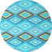 Round Southwestern Light Blue Country Rug, con2064lblu