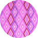 Round Southwestern Pink Country Rug, con2064pnk