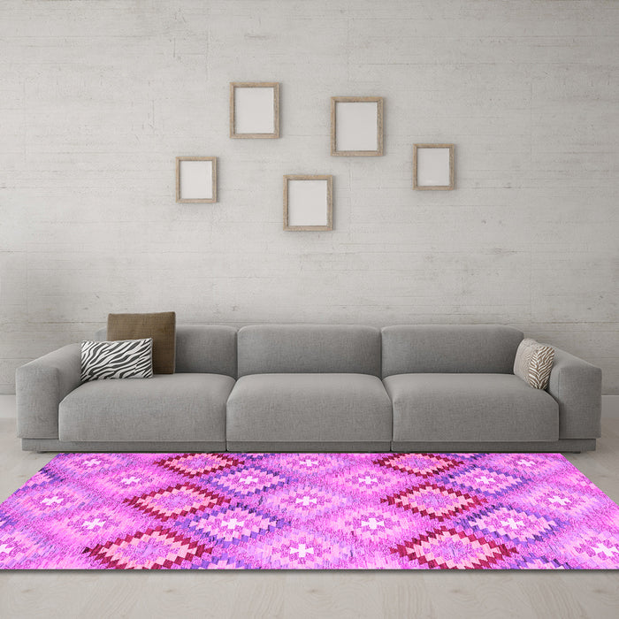 Machine Washable Southwestern Pink Country Rug in a Living Room, wshcon2064pnk