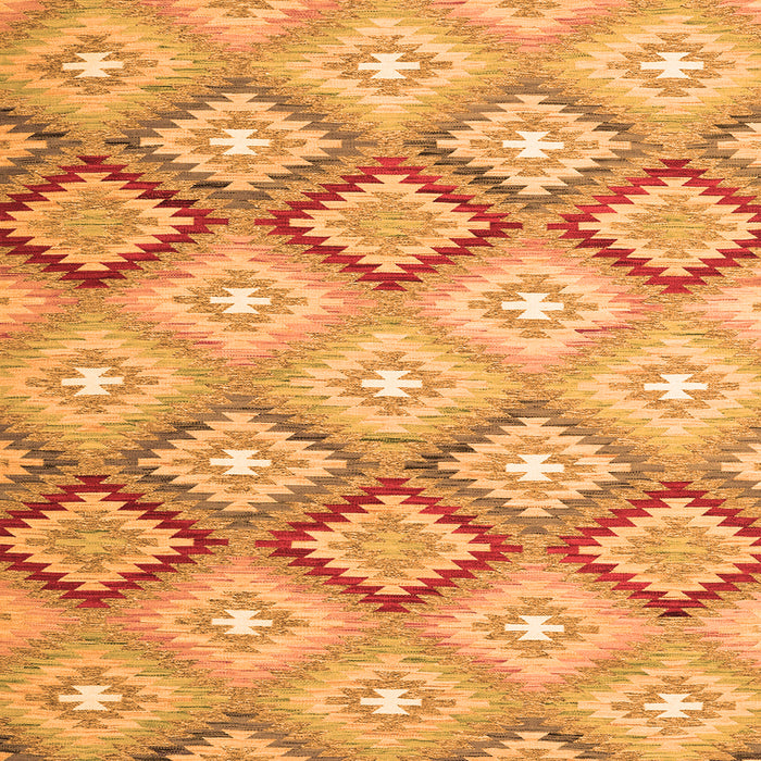 Round Machine Washable Southwestern Orange Country Area Rugs, wshcon2064org