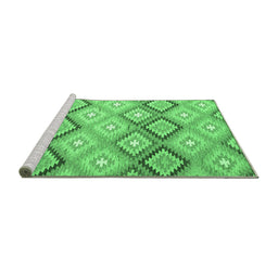 Sideview of Machine Washable Southwestern Emerald Green Country Area Rugs, wshcon2064emgrn
