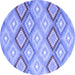 Round Southwestern Blue Country Rug, con2064blu