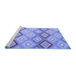 Sideview of Machine Washable Southwestern Blue Country Rug, wshcon2064blu