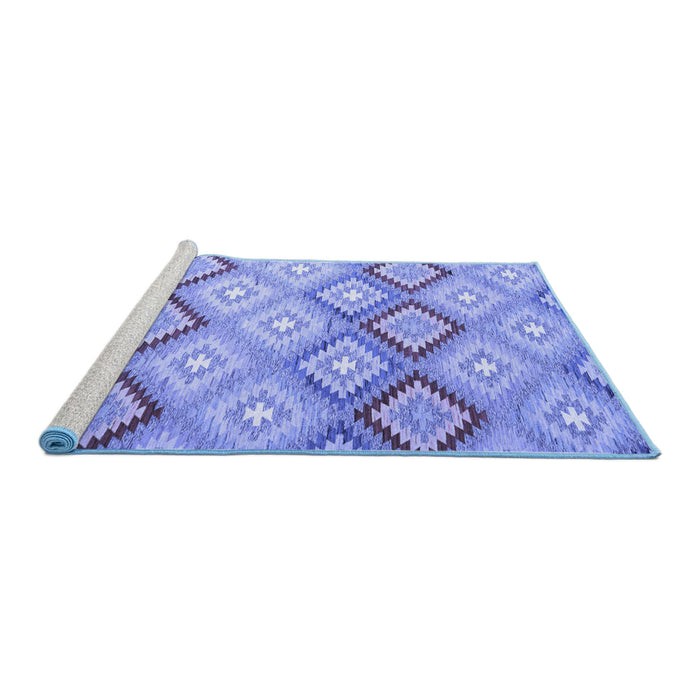 Sideview of Machine Washable Southwestern Blue Country Rug, wshcon2064blu