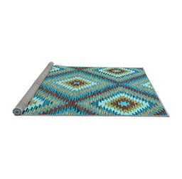 Sideview of Machine Washable Southwestern Light Blue Country Rug, wshcon2065lblu