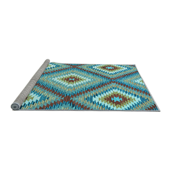 Sideview of Machine Washable Southwestern Light Blue Country Rug, wshcon2065lblu