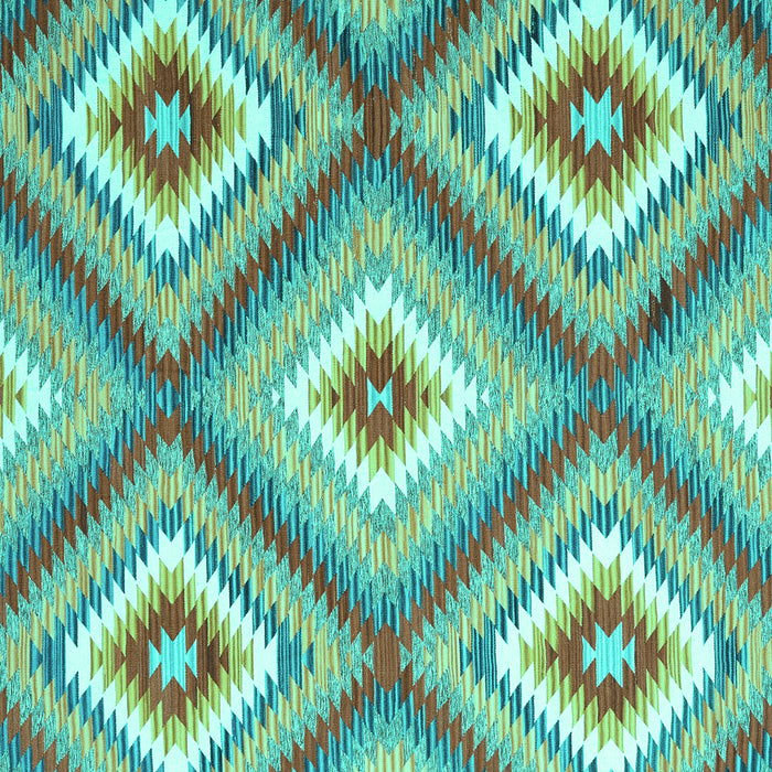 Square Machine Washable Southwestern Turquoise Country Area Rugs, wshcon2065turq