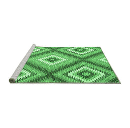 Sideview of Machine Washable Southwestern Emerald Green Country Area Rugs, wshcon2065emgrn