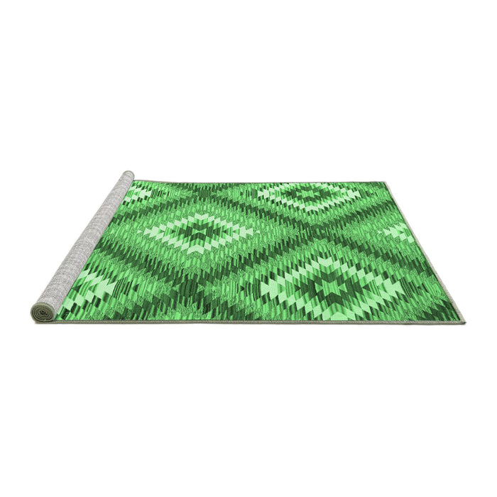 Sideview of Machine Washable Southwestern Emerald Green Country Area Rugs, wshcon2065emgrn