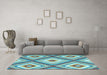 Machine Washable Southwestern Light Blue Country Rug in a Living Room, wshcon2065lblu