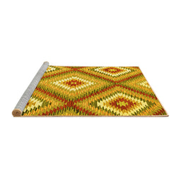 Sideview of Machine Washable Southwestern Yellow Country Rug, wshcon2065yw