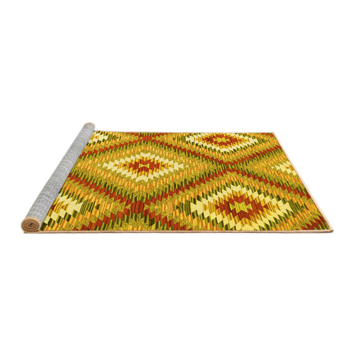 Sideview of Machine Washable Southwestern Yellow Country Rug, wshcon2065yw