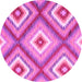 Round Southwestern Pink Country Rug, con2065pnk