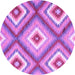 Round Southwestern Purple Country Rug, con2065pur