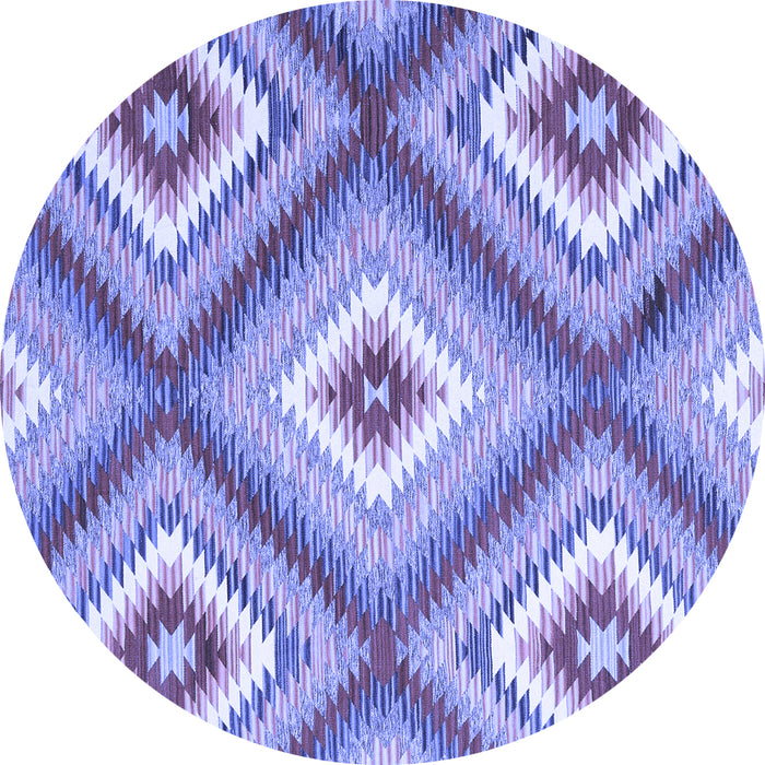 Round Machine Washable Southwestern Blue Country Rug, wshcon2065blu