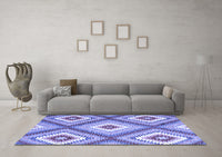 Machine Washable Southwestern Blue Country Rug, wshcon2065blu