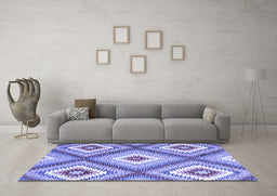 Machine Washable Southwestern Blue Country Rug in a Living Room, wshcon2065blu