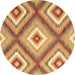 Round Southwestern Brown Country Rug, con2065brn