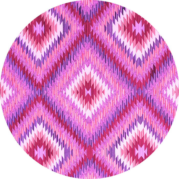 Round Machine Washable Southwestern Pink Country Rug, wshcon2065pnk
