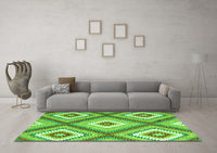 Machine Washable Southwestern Green Country Rug, wshcon2065grn