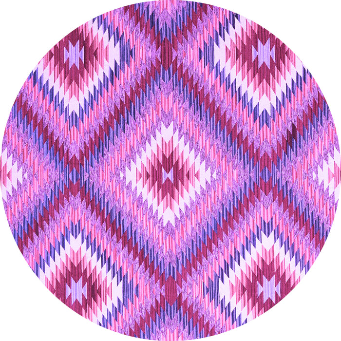 Round Machine Washable Southwestern Purple Country Area Rugs, wshcon2065pur