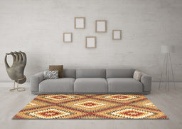 Machine Washable Southwestern Brown Country Rug in a Living Room,, wshcon2065brn