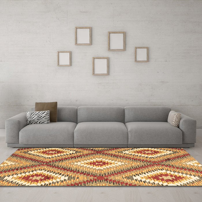 Machine Washable Southwestern Brown Country Rug in a Living Room,, wshcon2065brn