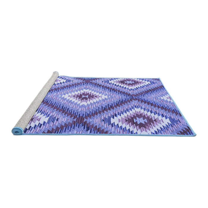 Sideview of Machine Washable Southwestern Blue Country Rug, wshcon2065blu