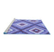 Sideview of Machine Washable Southwestern Blue Country Rug, wshcon2065blu