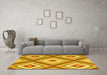 Machine Washable Southwestern Yellow Country Rug in a Living Room, wshcon2065yw