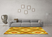 Machine Washable Southwestern Yellow Country Rug, wshcon2065yw